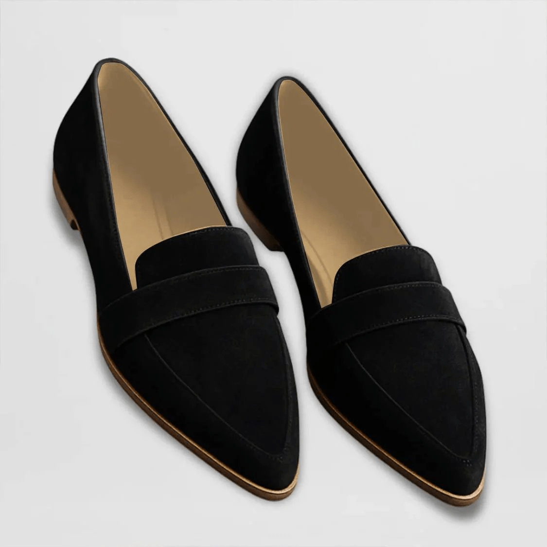 Claudette pointed slip-on loafers in Black
