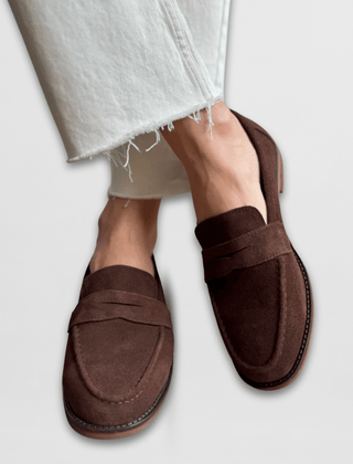 Philomena vintage penny loafers in Chocolate Brown
