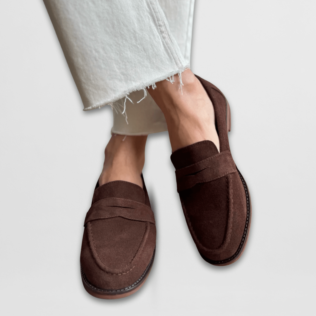 Philomena vintage penny loafers in Chocolate Brown