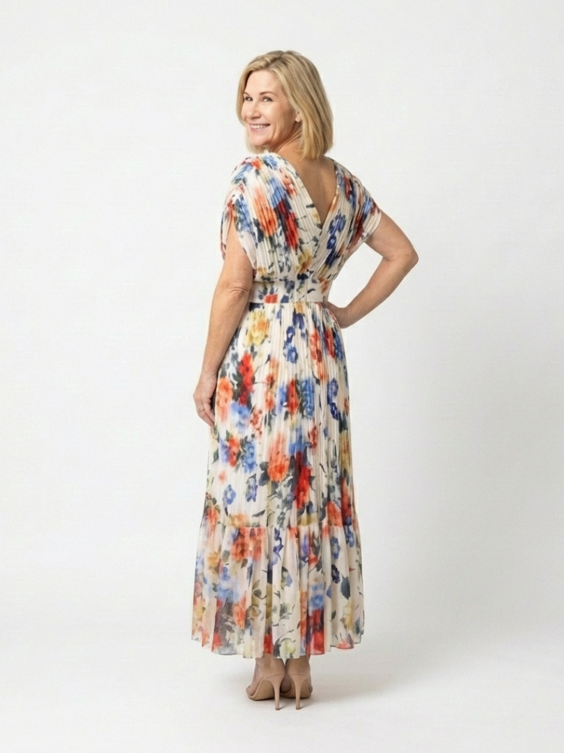 Maryse | Pleated Floral Midi Dress