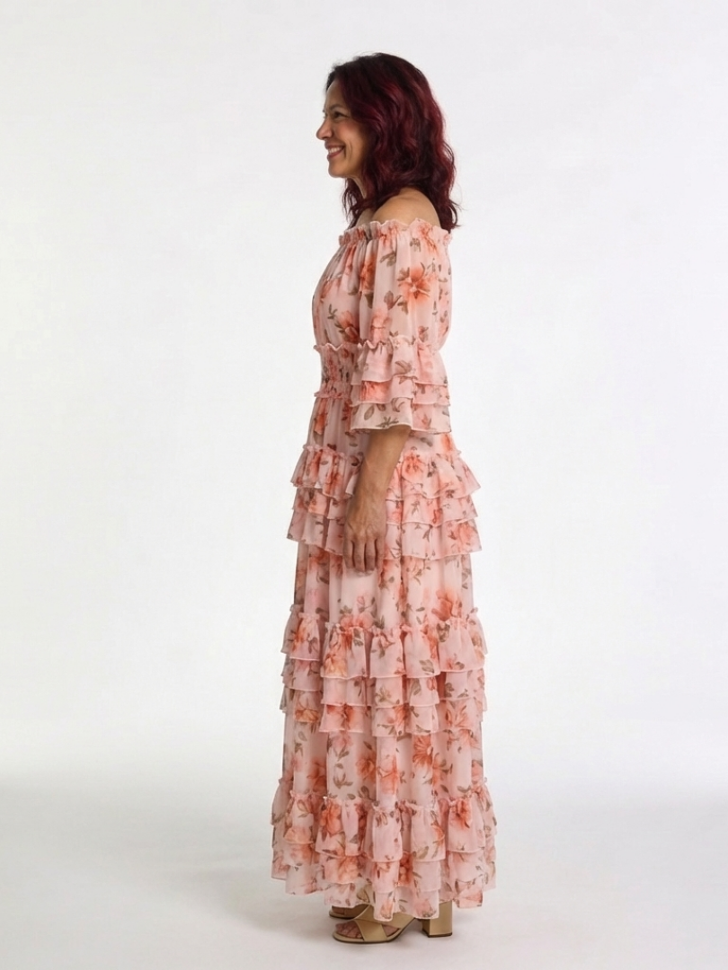 Malvina | Off-Shoulder Floral Ruffle Maxi Dress