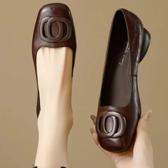 Davina Padded Ring Flats in Brown