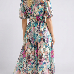 Margarita | Gathered Waist V-Neck Midi Dress