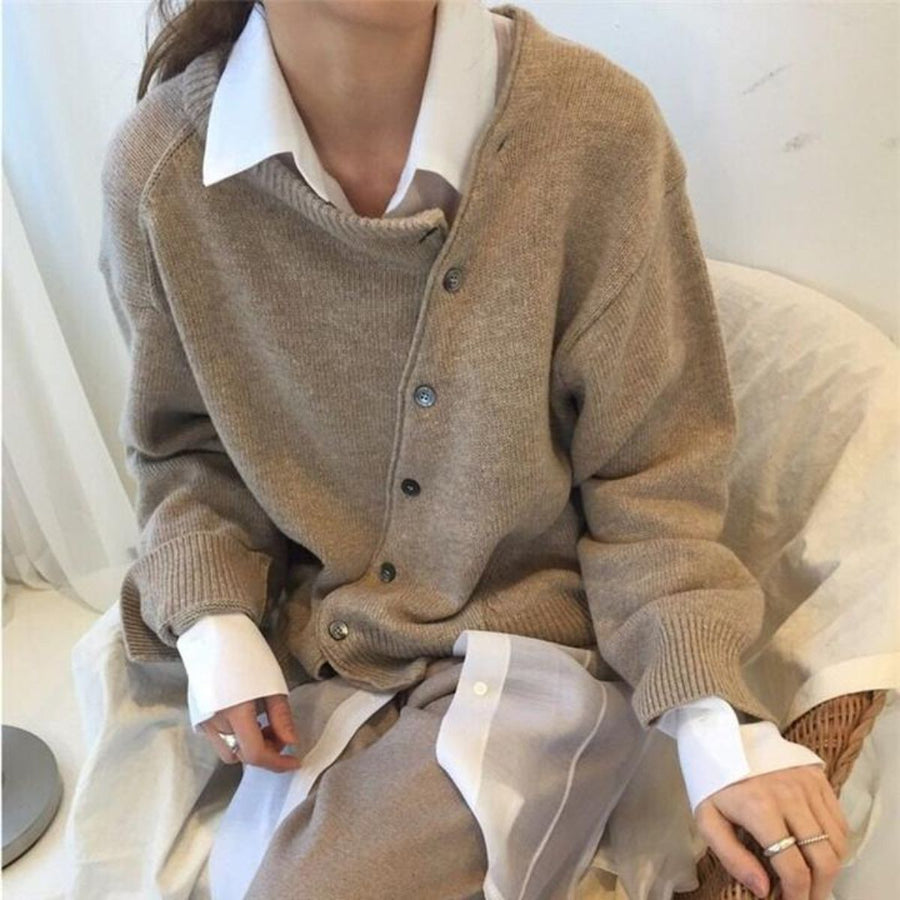 Alyssa | Asymmetric Button Wrap Sweater
