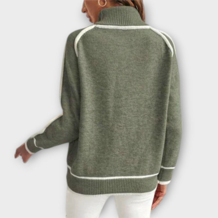 Christine | Olive Green Knit Sweater
