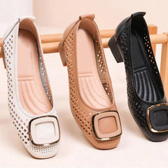 Bernice square buckle soft shoes in Brown