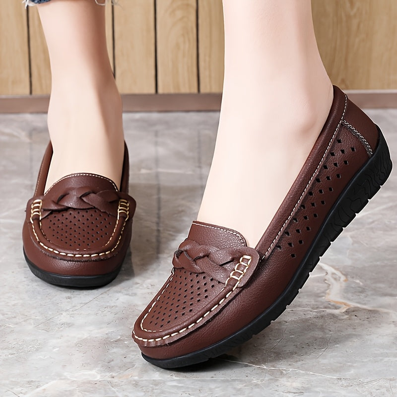 Lowri Perforated Comfort Loafers in Coffee