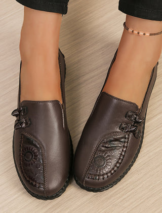 Ianthe Floral Detail Comfort Loafers in Dark Brown