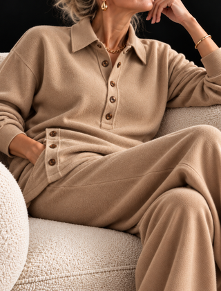 Tracy knit lounge set in Tan