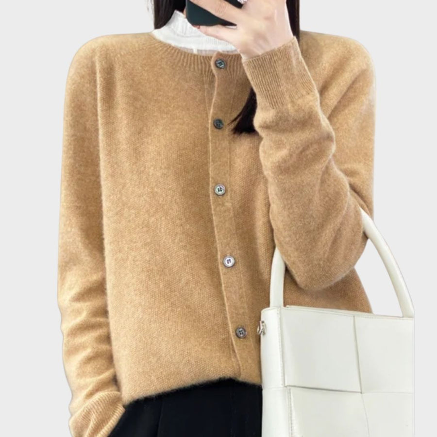 Angelika | Crew-Neck Button Cardigan