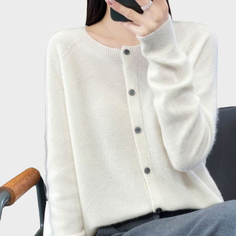 Angelika | Crew-Neck Button Cardigan
