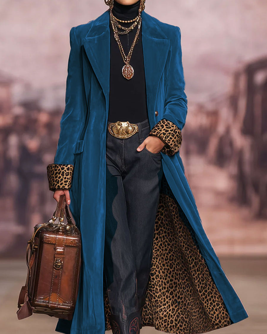 Natasha Long Tailored Coat in Blue