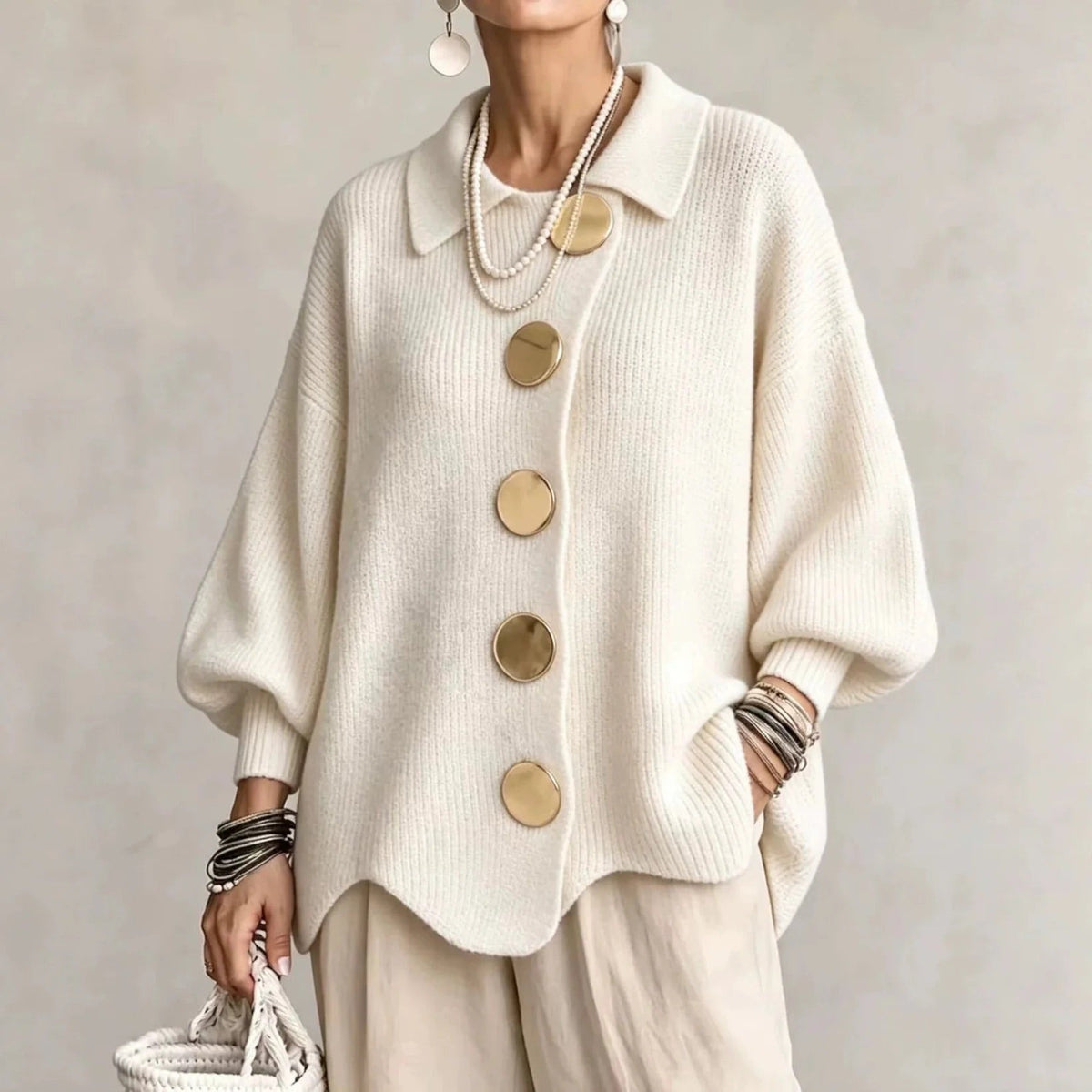 Hildy oversized cozy cardigan in Cream