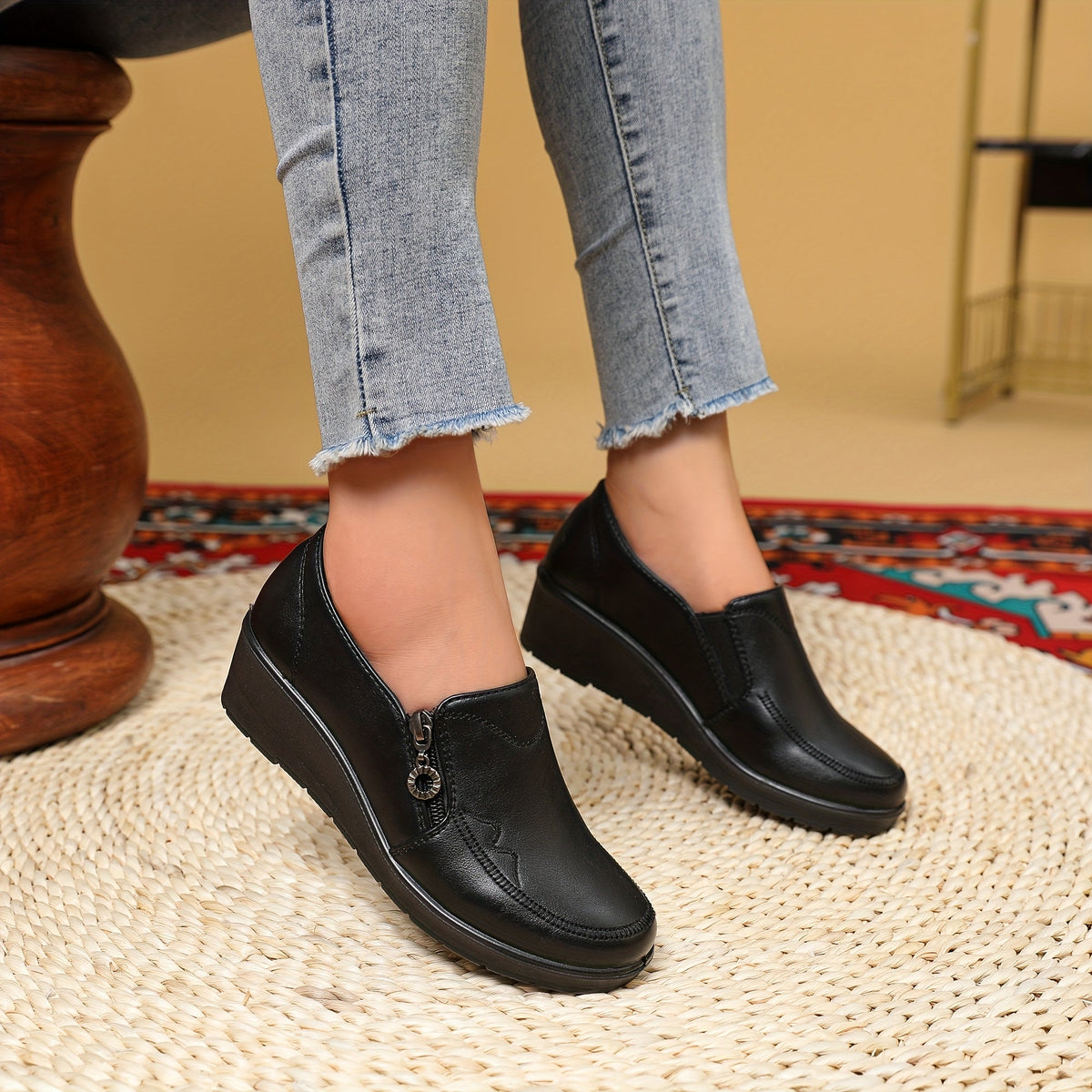 Briar Side-Zip Wedge Loafers