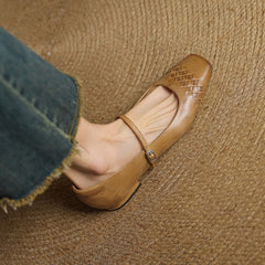 Thalia Square-Toe Mary Jane Flats
