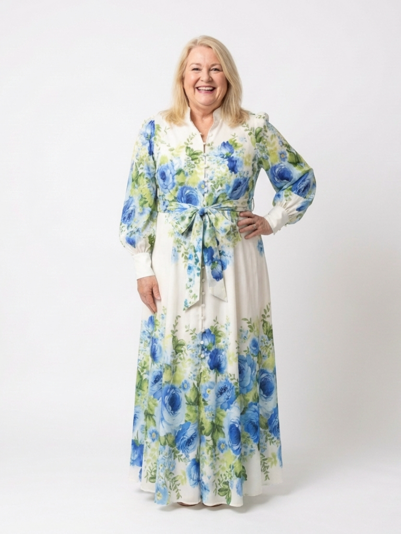 Maya | Button-Front Floral Maxi Dress