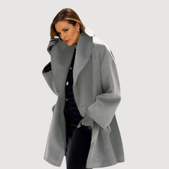 Morgana Relaxed Soft Collar Wool Winter Coat in Gray
