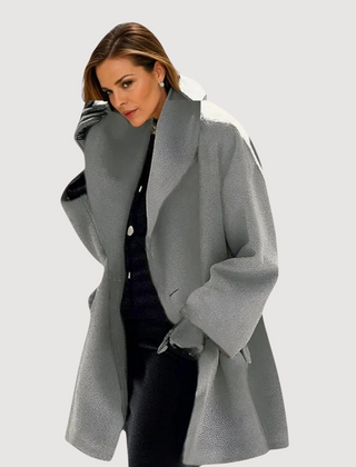 Morgana Relaxed Soft Collar Wool Winter Coat in Gray