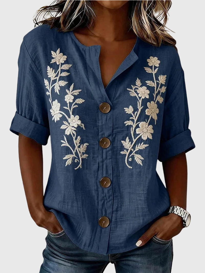 Gomez | Elegant Top With Floral Embroidery