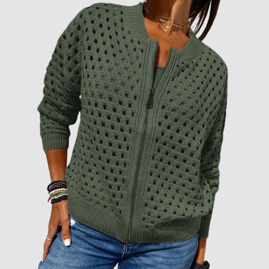 Phoebe | Zip Front Knit Cardigan