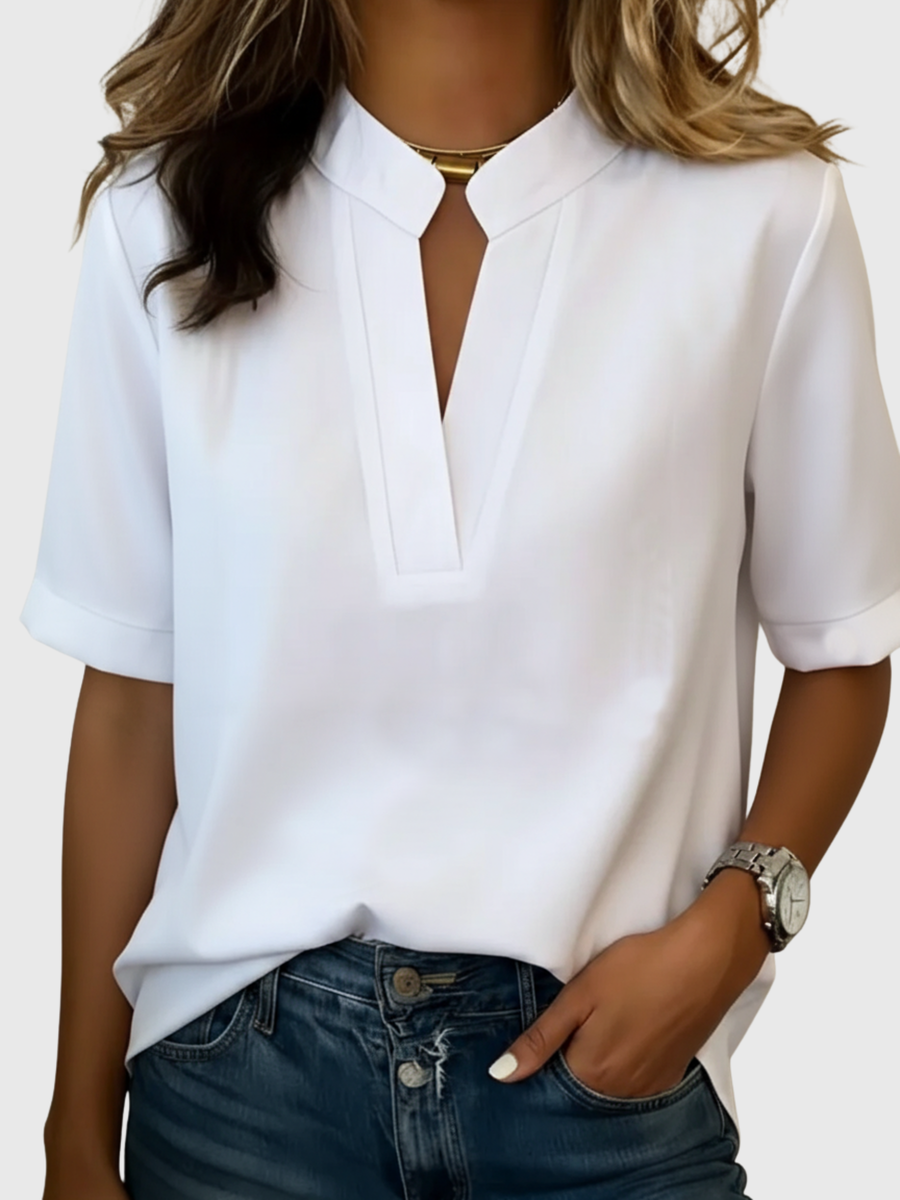 Loise | Collared Short Sleeve Blouse