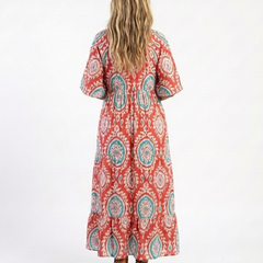 Luanne | Paisley Print V-Neck Midi Dress