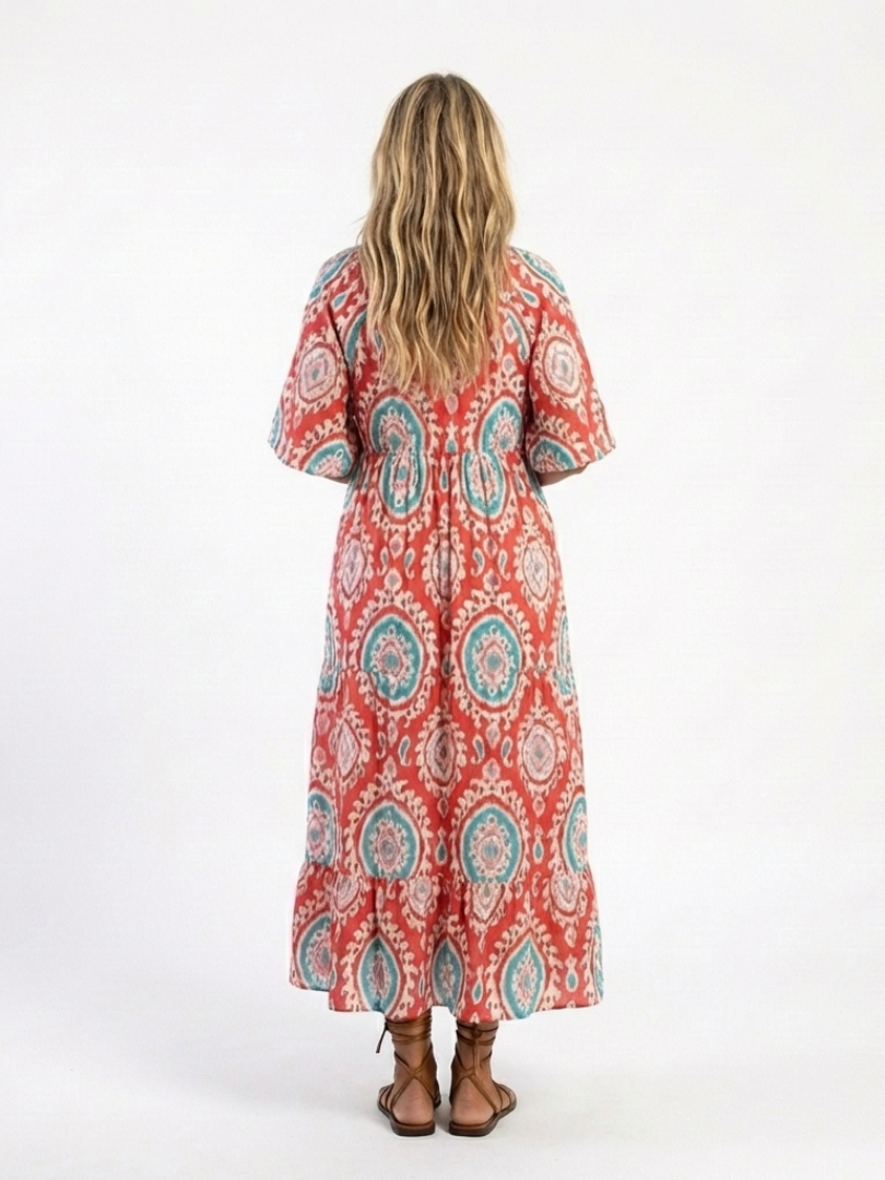 Luanne | Paisley Print V-Neck Midi Dress