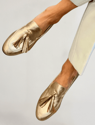 Primrose gold tassel loafers in Gold