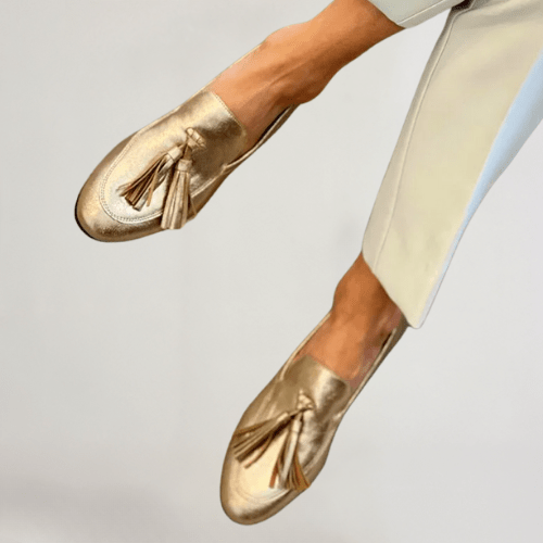 Primrose gold tassel loafers in Gold