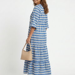 Mallory | Diamond Print Tiered Midi Dress