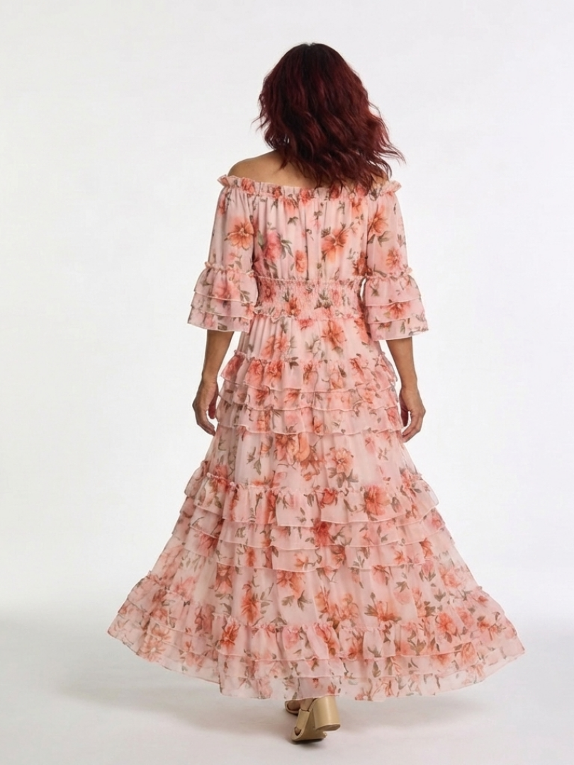 Malvina | Off-Shoulder Floral Ruffle Maxi Dress