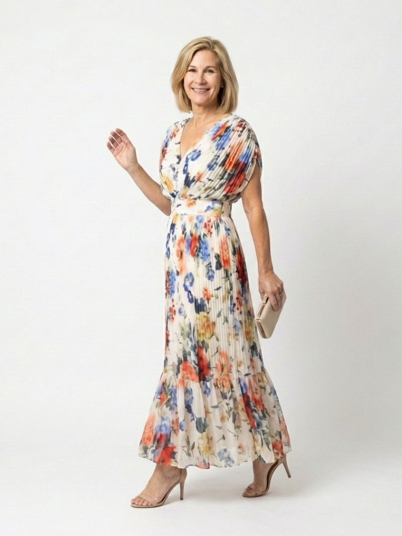 Maryse | Pleated Floral Midi Dress