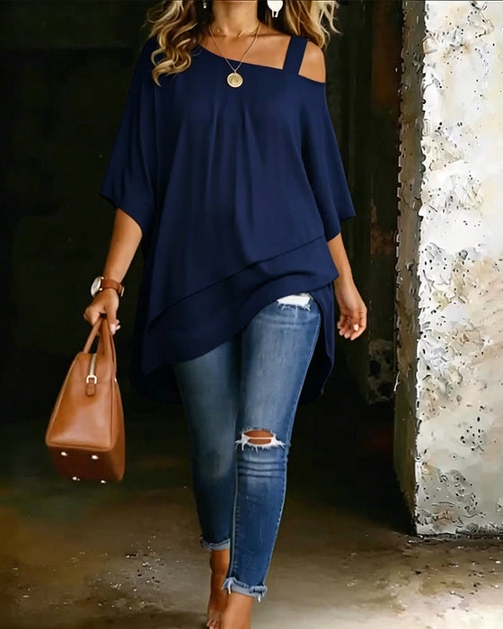 Amiyah | Asymmetric Layered Hem Blouse