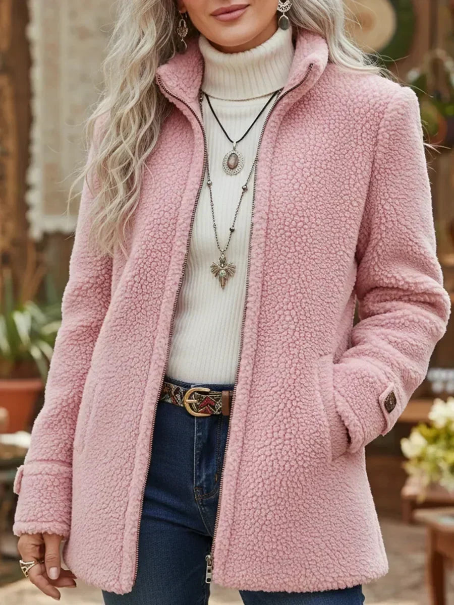Edwina Cozy Stand-Collar Full-Zip Jacket