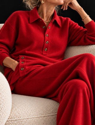 Tracy knit lounge set in Red