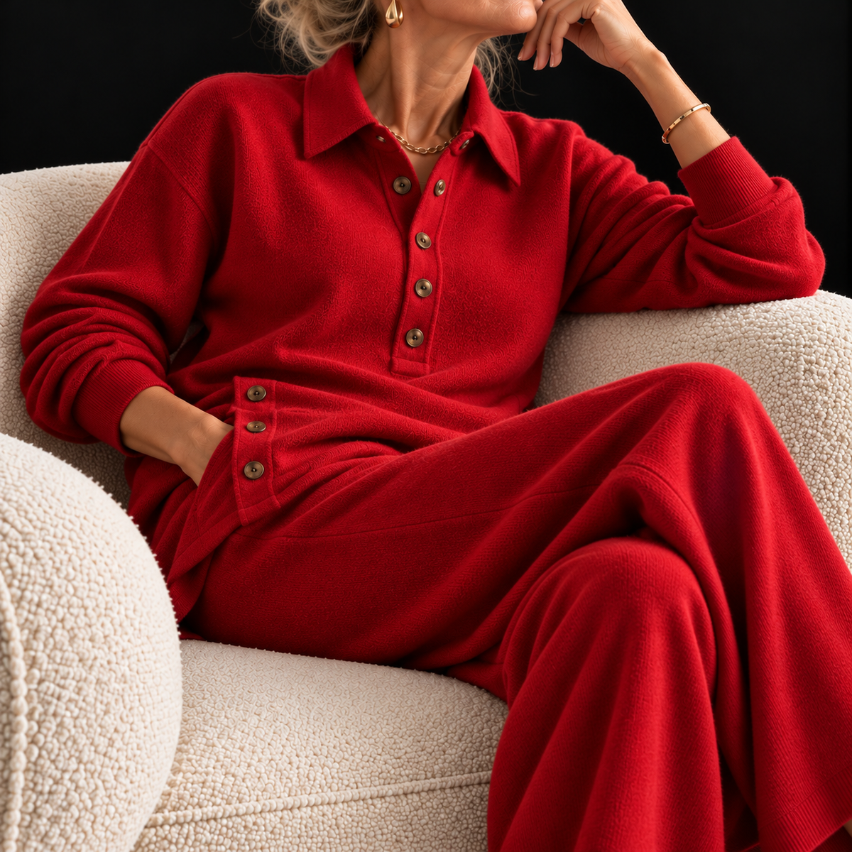 Tracy knit lounge set in Red