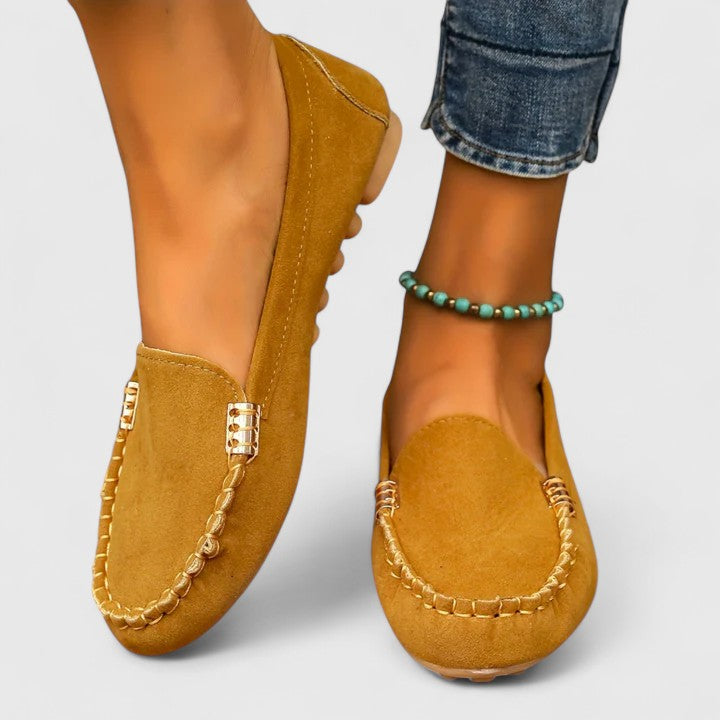 Desiree soft driving moccasins in Mustard