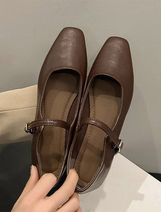 Maureen square-toe Mary Jane ballet flats in Brown