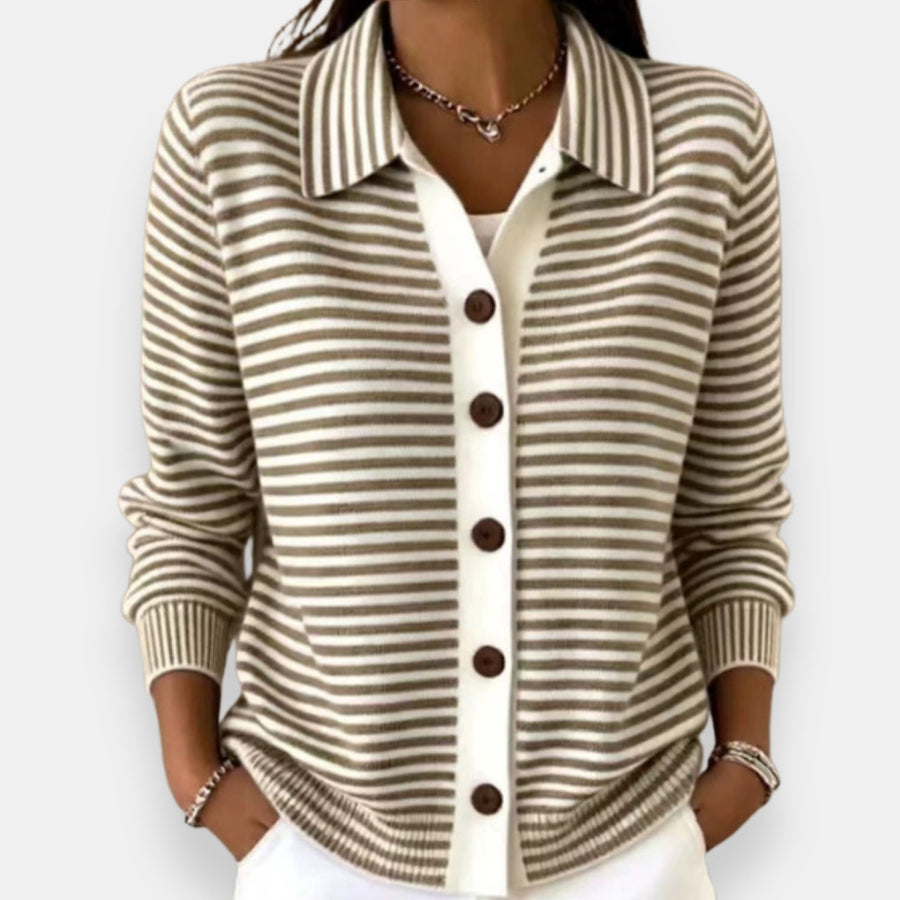 Lesley | Striped Button-Front Cardigan