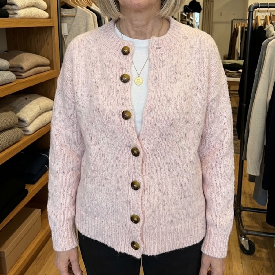 Jeanette | Blush Speckled Knit Cardigan
