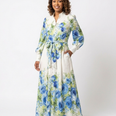 Maya | Button-Front Floral Maxi Dress