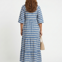 Mallory | Diamond Print Tiered Midi Dress