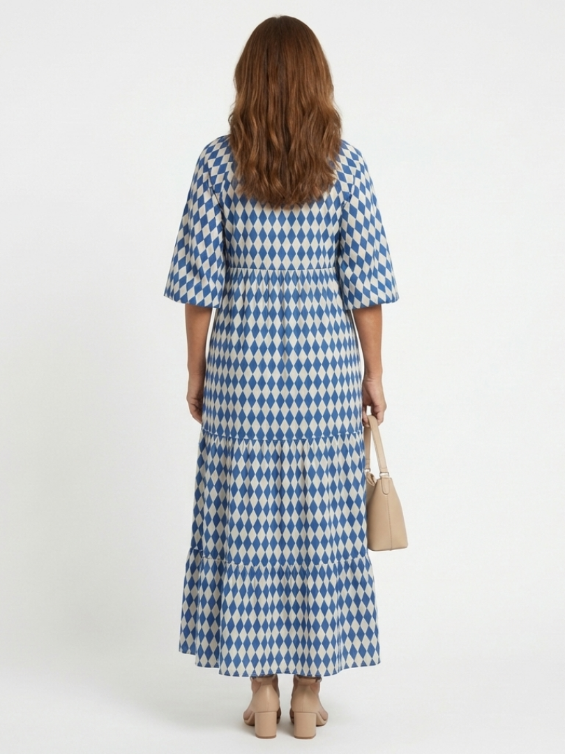 Mallory | Diamond Print Tiered Midi Dress