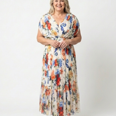 Maryse | Pleated Floral Midi Dress