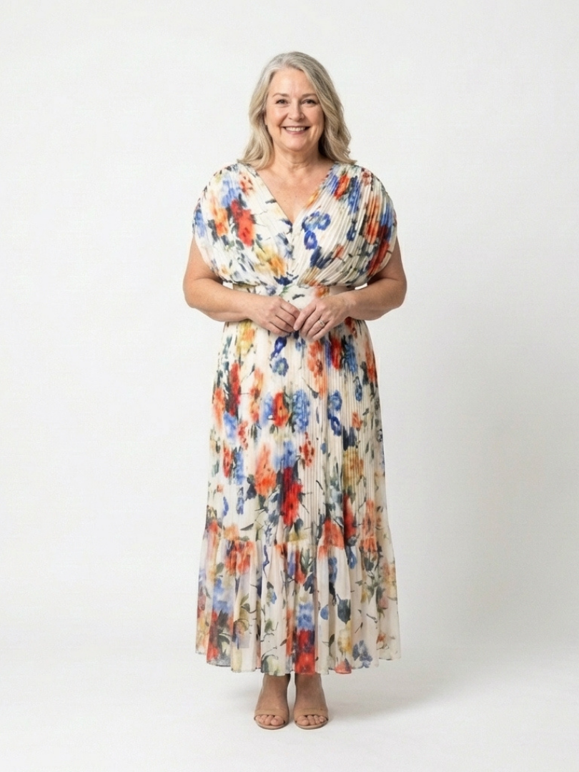 Maryse | Pleated Floral Midi Dress