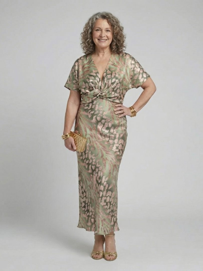 Katia | Abstract Print Twist-Waist Midi Dress