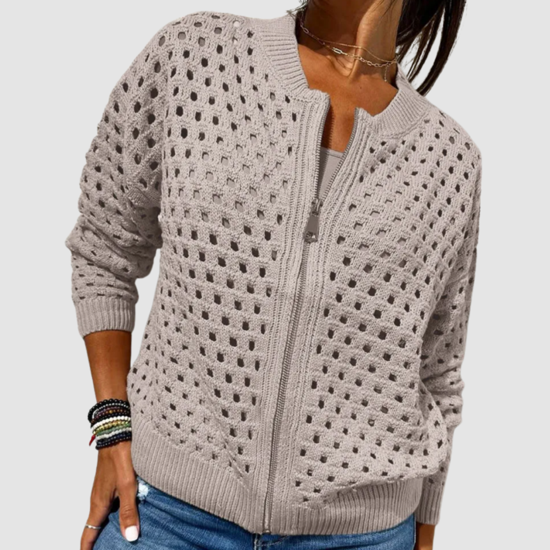 Phoebe | Zip Front Knit Cardigan