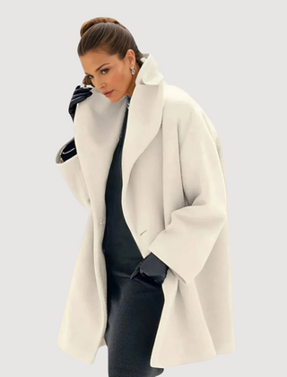 Morgana Relaxed Soft Collar Wool Winter Coat in White