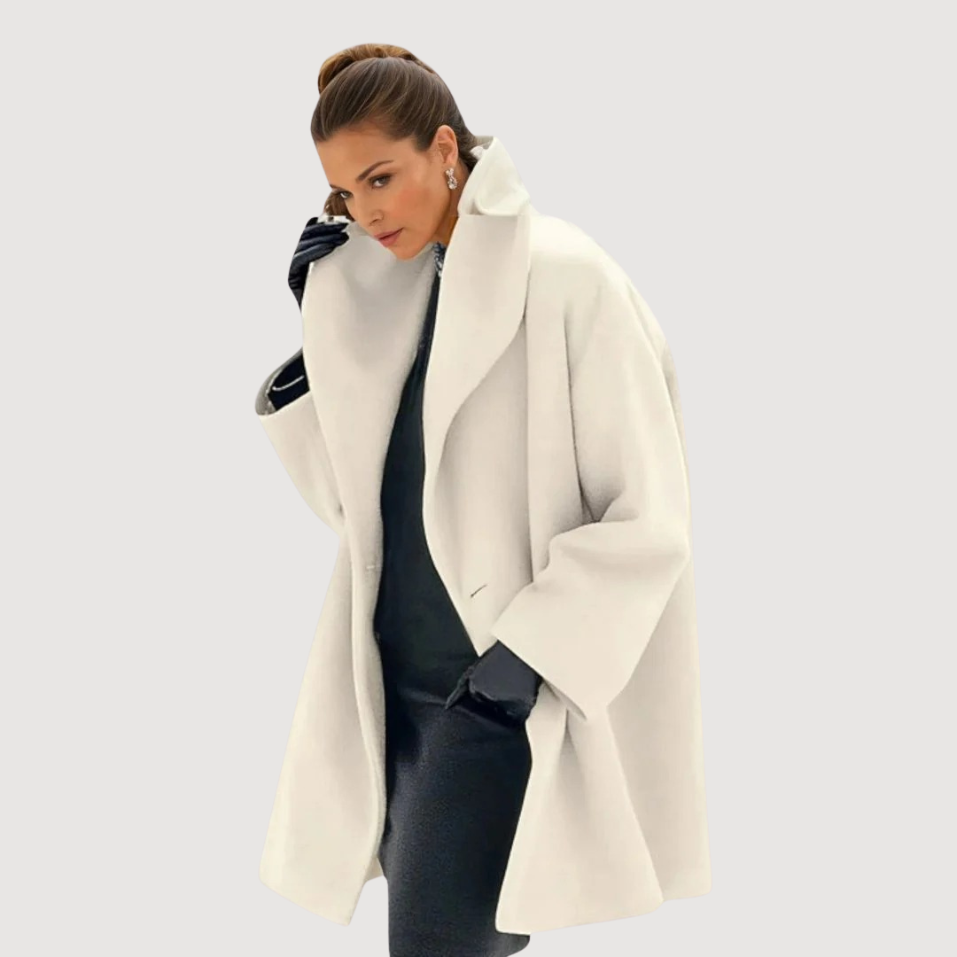 Morgana Relaxed Soft Collar Wool Winter Coat in White