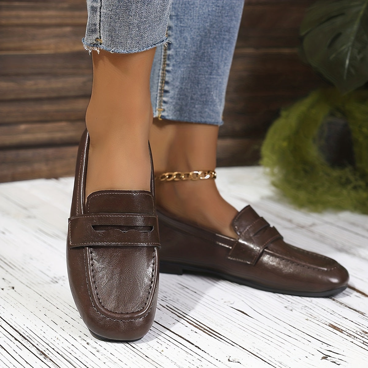 Roslyn Square-Toe Penny Loafers